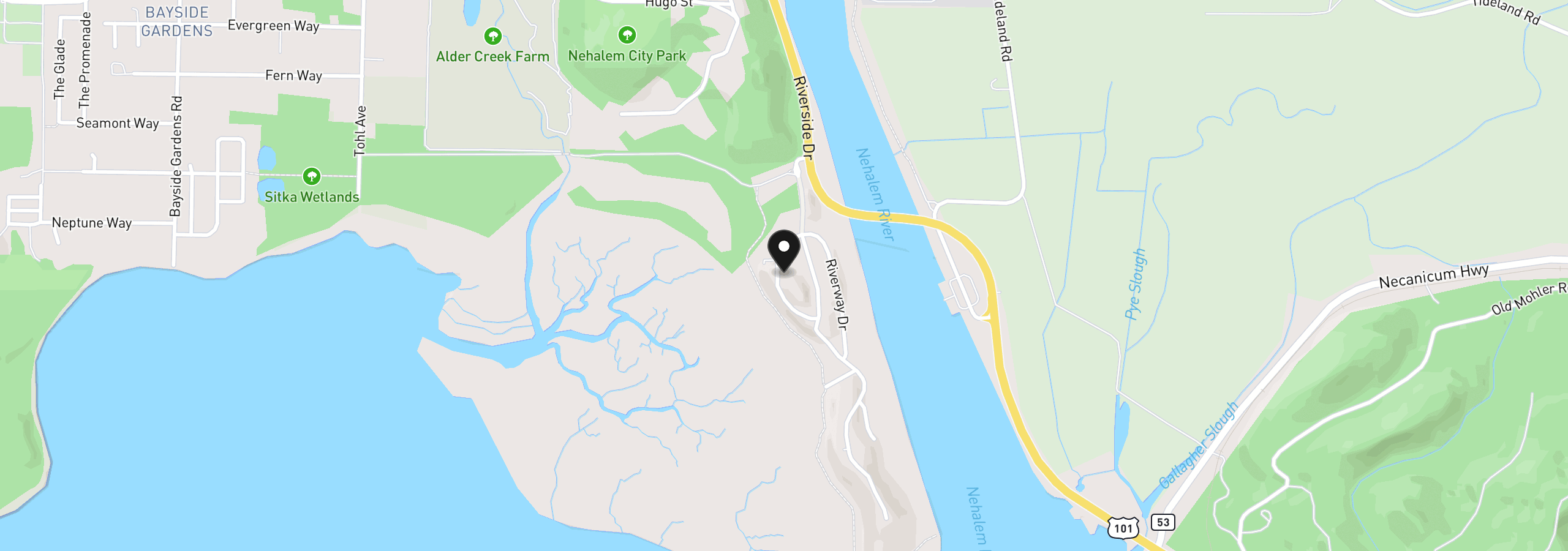 Map showing the location of 34775 Bayloop Rd, Nehalem, OR 97131