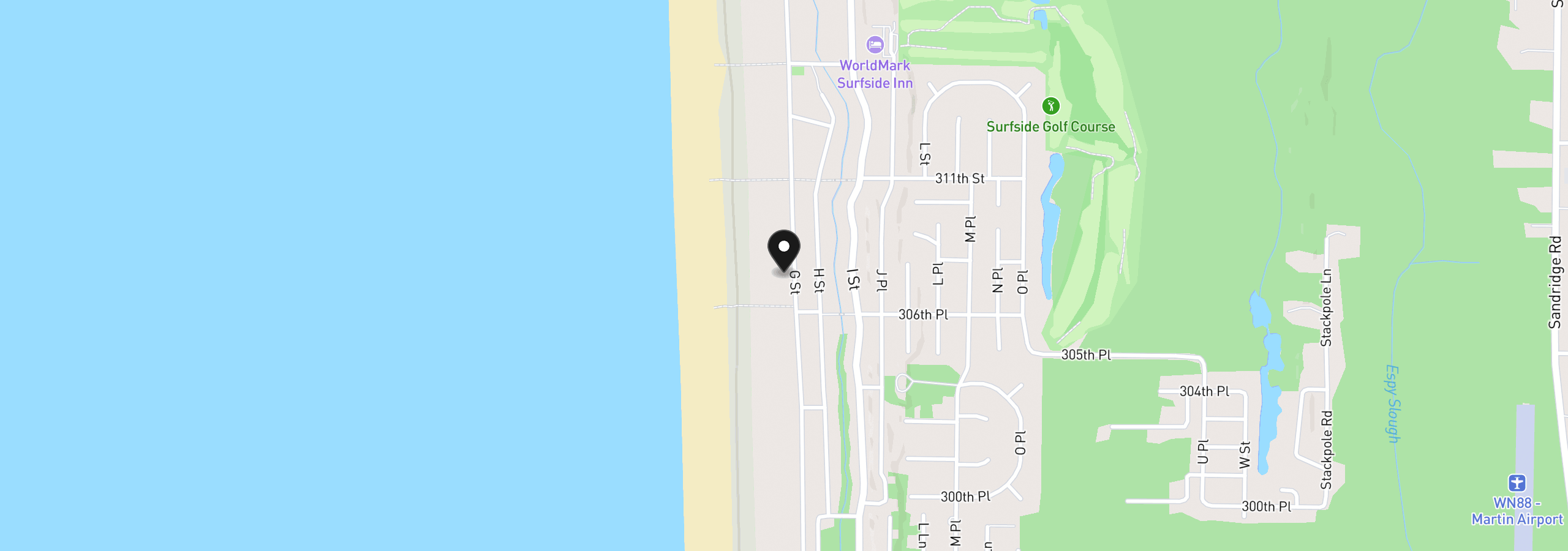 Map showing the location of 30715 G St, Ocean Park, Wa 98640