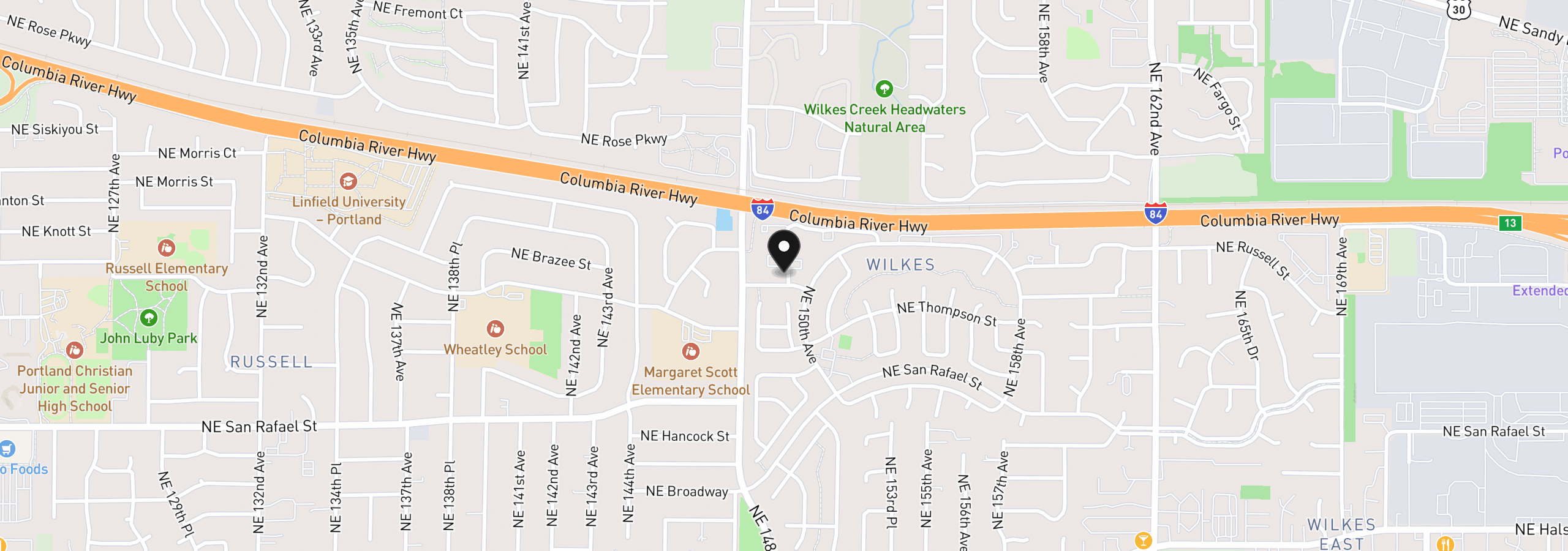 Map showing the location of 14803 NE Sacramento St 83, Portland, OR 97230