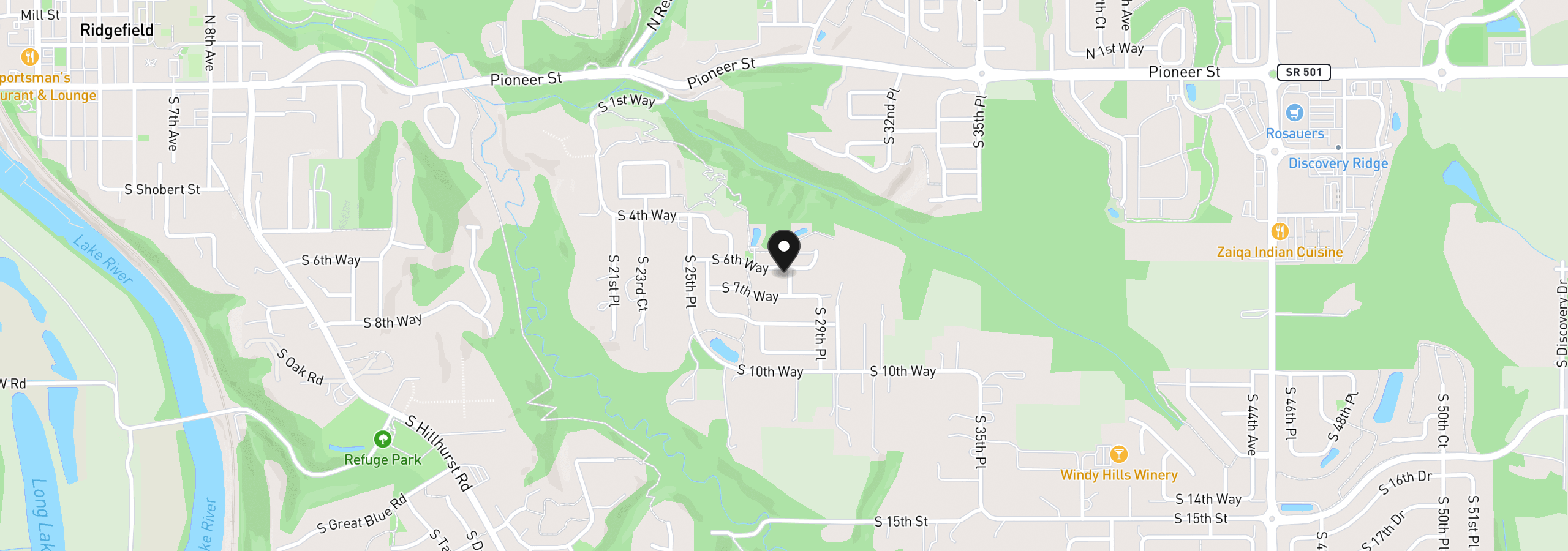 Map showing the location of 2731 S 6th Way, Ridgefield, Wa 98642