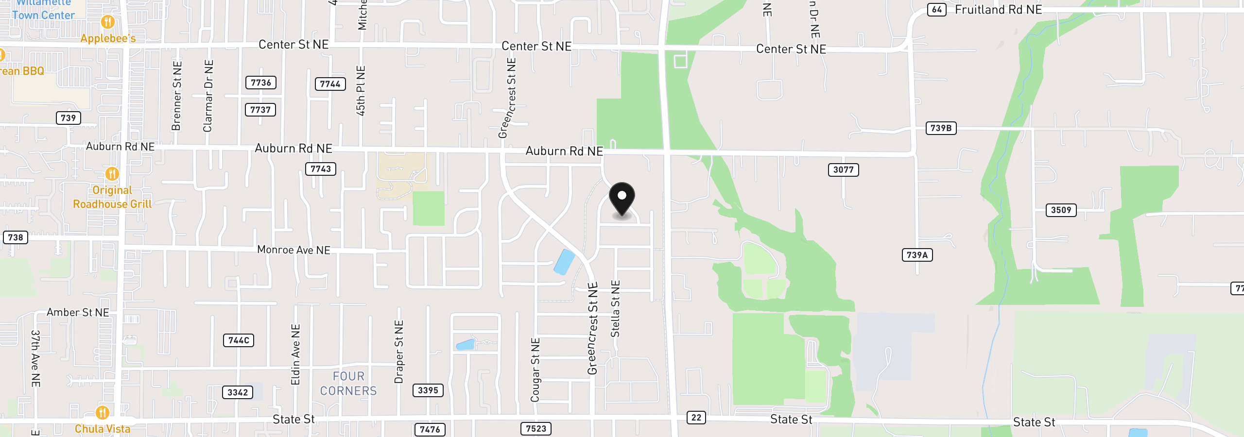 Map showing the location of 4959 Elvis Ave NE, Salem, OR 97301