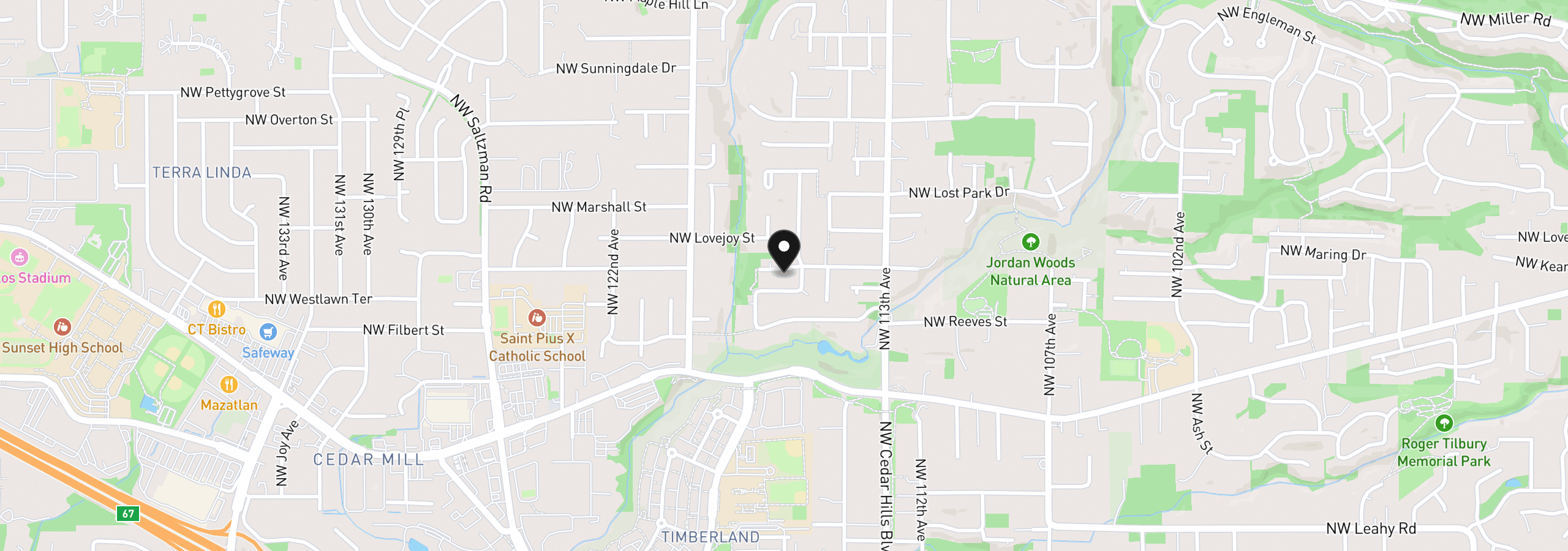 Map showing the location of 11614 NW Kearney St, Portland, OR 97229