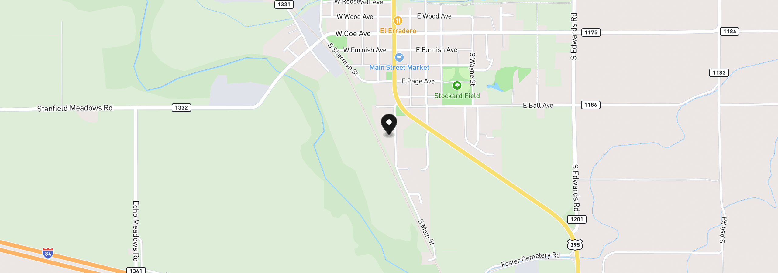 Map showing the location of 693 S Main St, Stanfield, OR 97875