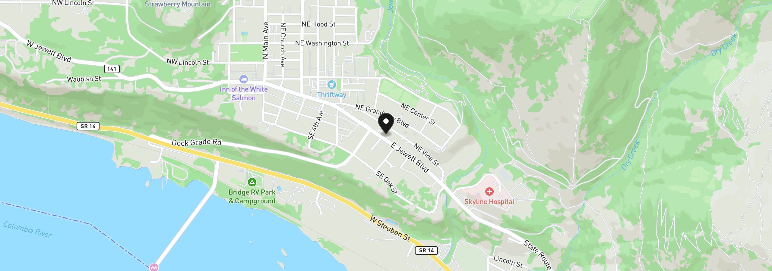 Map showing the location of 640 E Jewett Blvd, White Salmon, Wa 98672