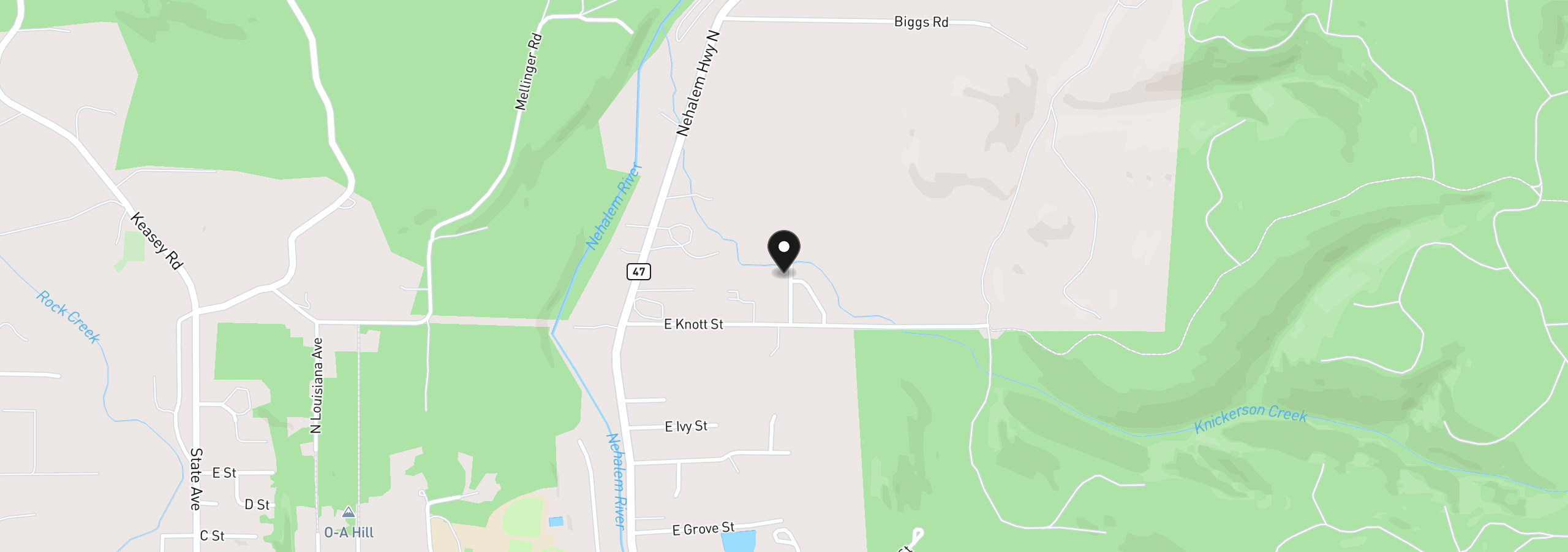 Map showing the location of 1989 Nickerson Ave, Vernonia, OR 97064