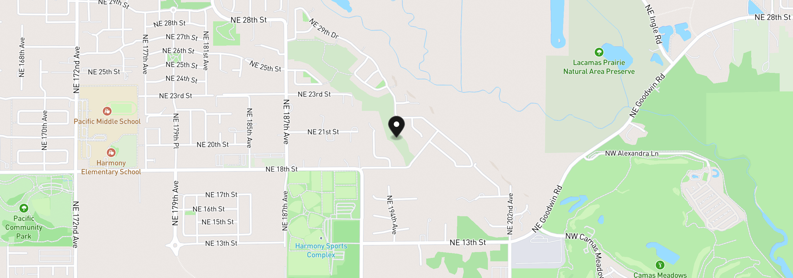 Map showing the location of 1814 NE 196th Ave, Vancouver, Wa 98684