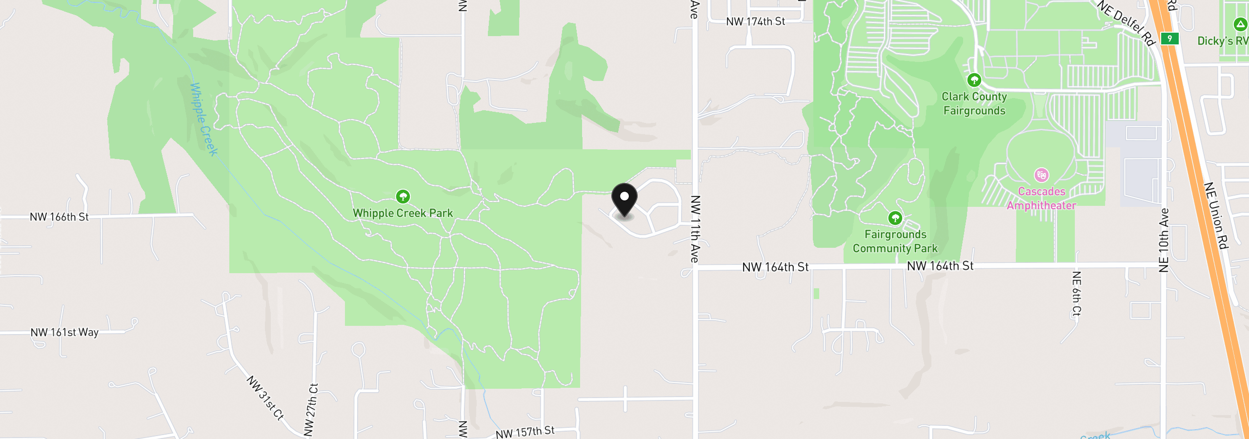 Map showing the location of 16609 NW 14th Ave, Ridgefield, Wa 98642