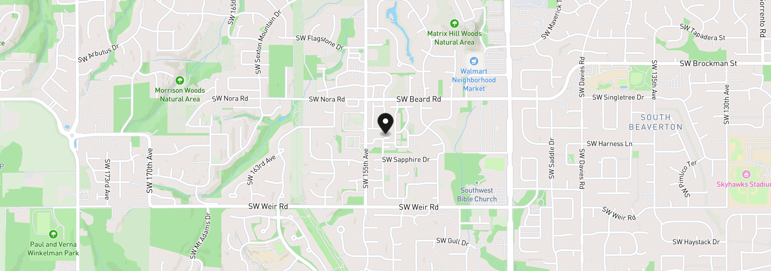 Map showing the location of 15375 SW Fossil Ln, Beaverton, OR 97007