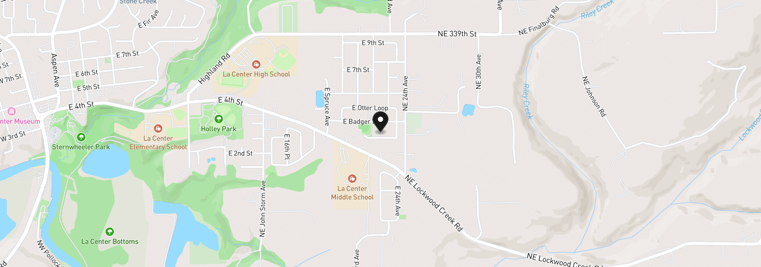 Map showing the location of 2209 E Juniper Cir 18, La Center, Wa 98629