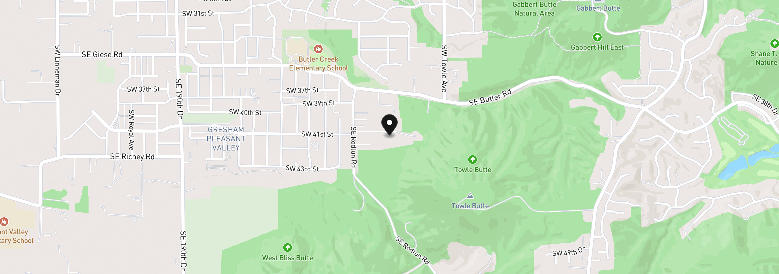 Map showing the location of 4002 SW Rodlun Rd, Gresham, OR 97080