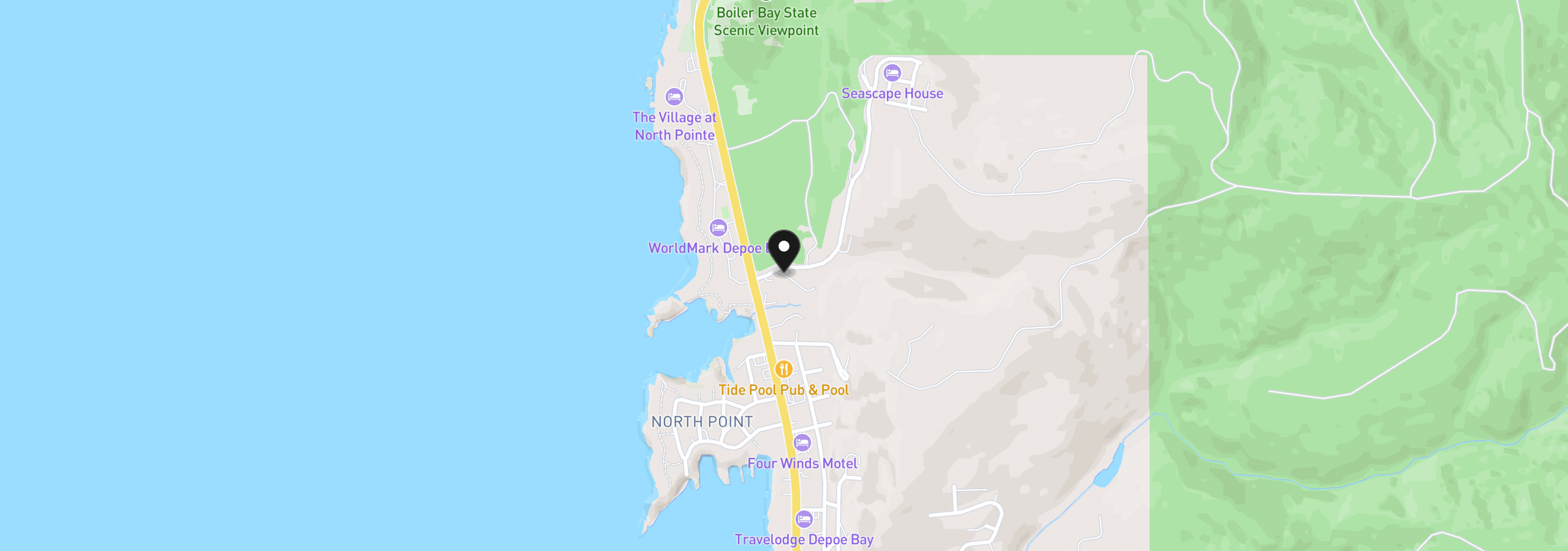 Map showing the location of NE Lillian Ln 3, Depoe Bay, OR 97341