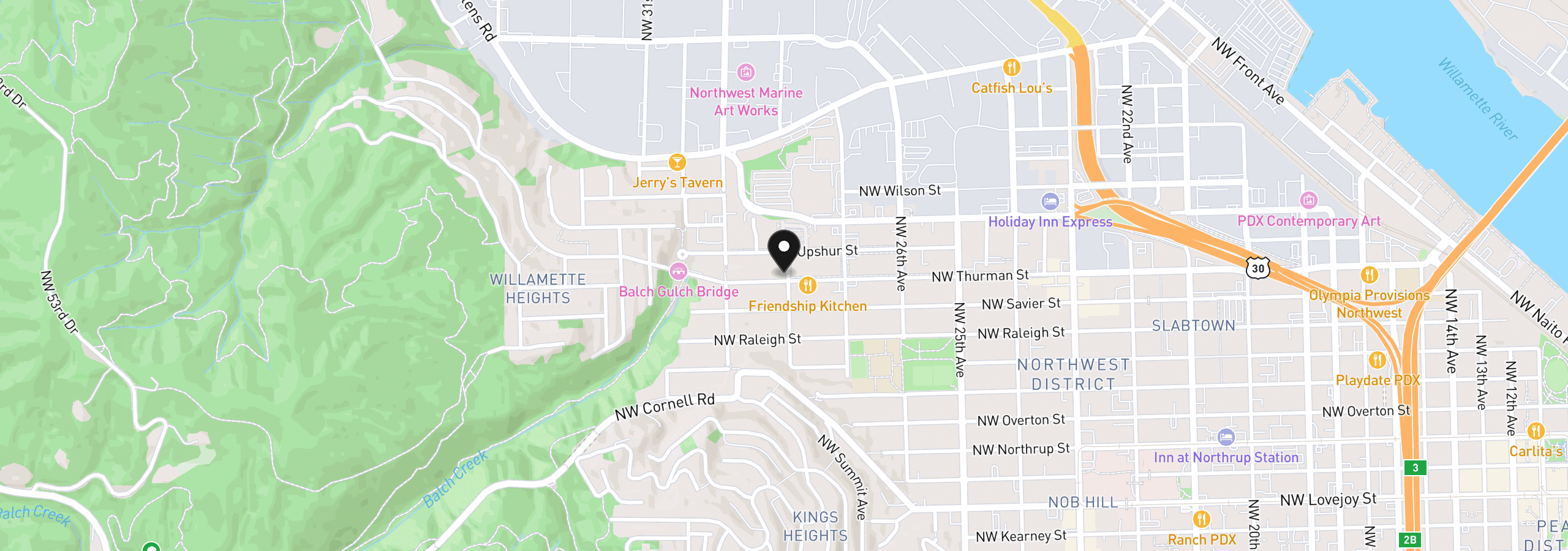 Map showing the location of 2805 NW Thurman St, Portland, OR 97210
