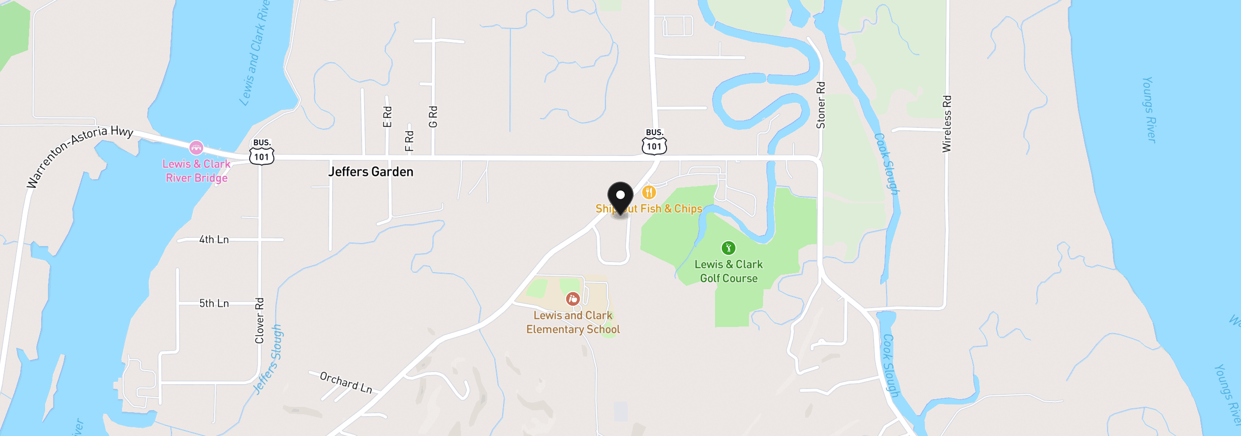 Map showing the location of 35681 Bella Ridge Loop, Astoria, OR 97103