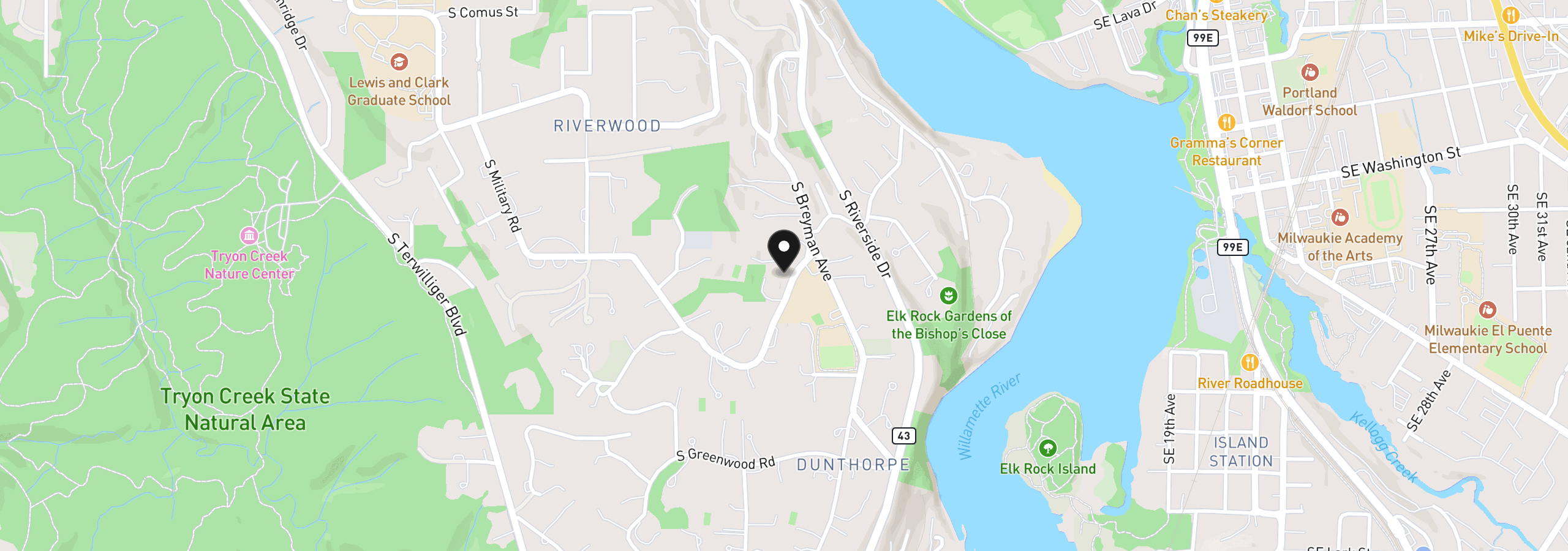 Map showing the location of 2123 S Military Rd, Portland, OR 97219