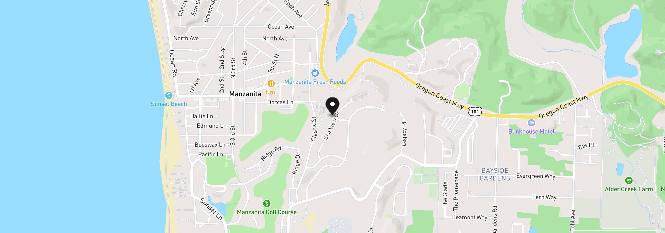 Map showing the location of Lot 53 Seaview Dr, Manzanita, OR 97130