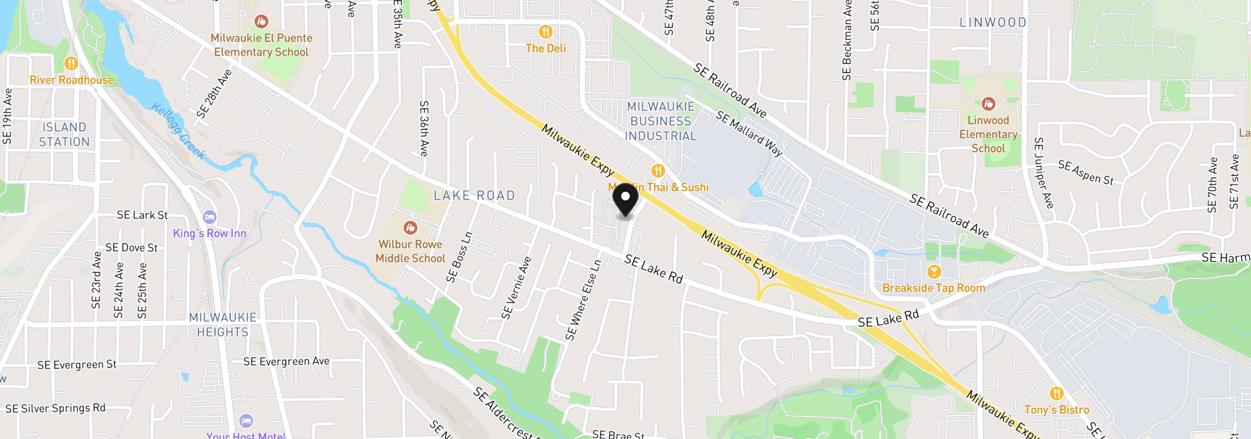 Map showing the location of 12600 SE Freeman Way 17, Milwaukie, OR 97222