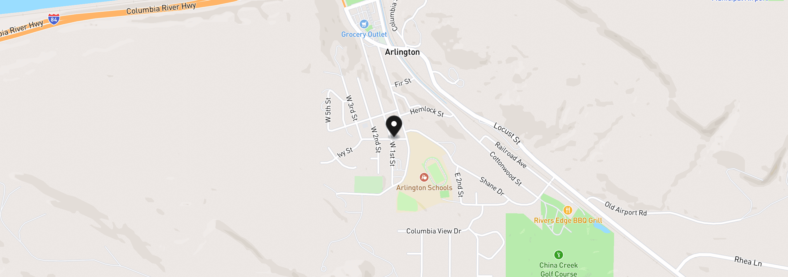 Map showing the location of 95 W Ivy St, Arlington, OR 97812