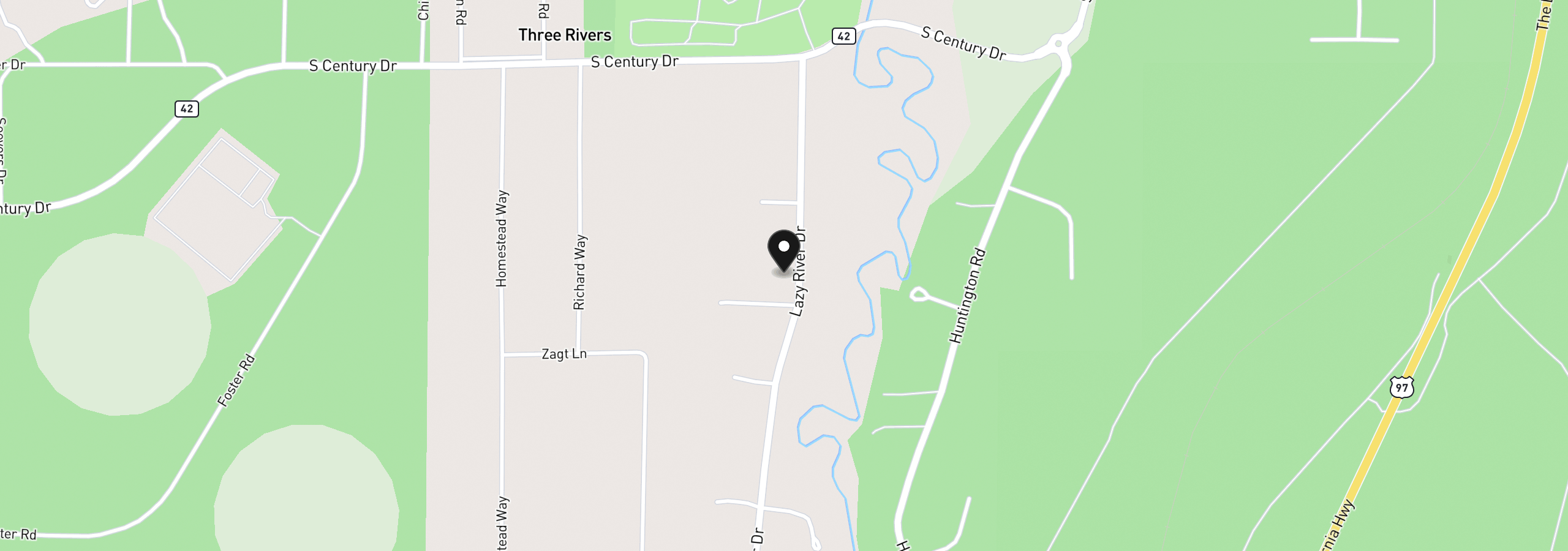 Map showing the location of 17450 Meadow Way, Bend, OR 97707