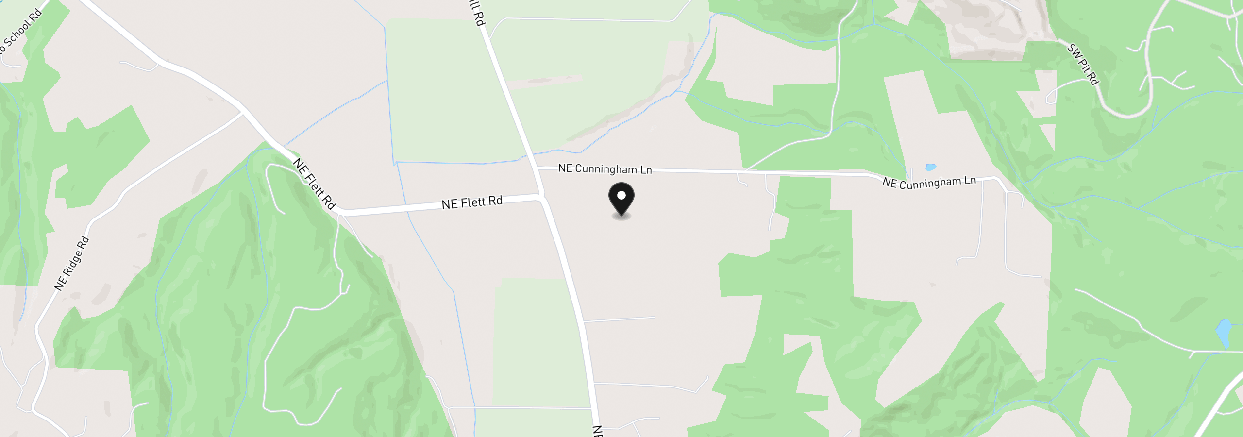 Map showing the location of Cunningham Ln, Gaston, OR 97119