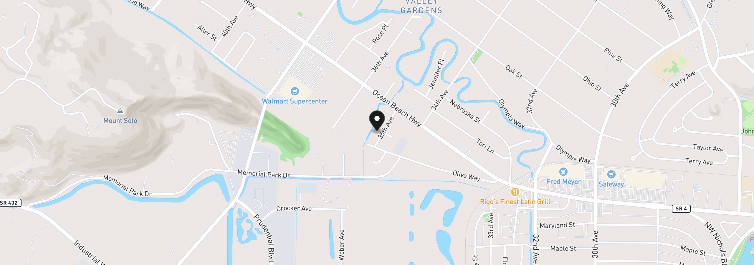 Map showing the location of 2021 35th Ave, Longview, Wa 98632