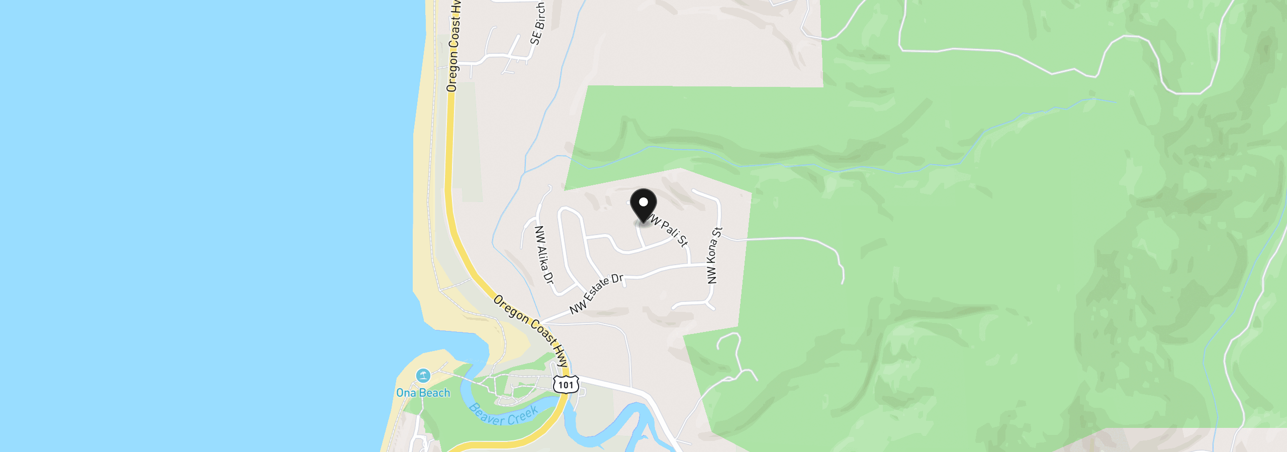 Map showing the location of 13875 NW Keleka Pl, Seal Rock, OR 97376