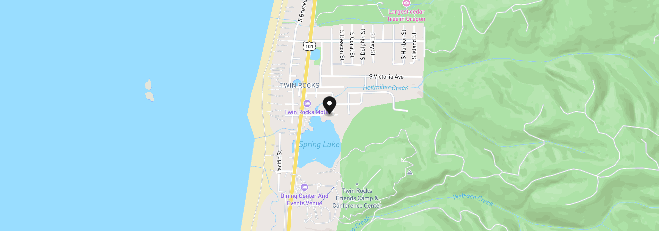 Map showing the location of 1405 Pansy Ct, Rockaway Beach, OR 97136