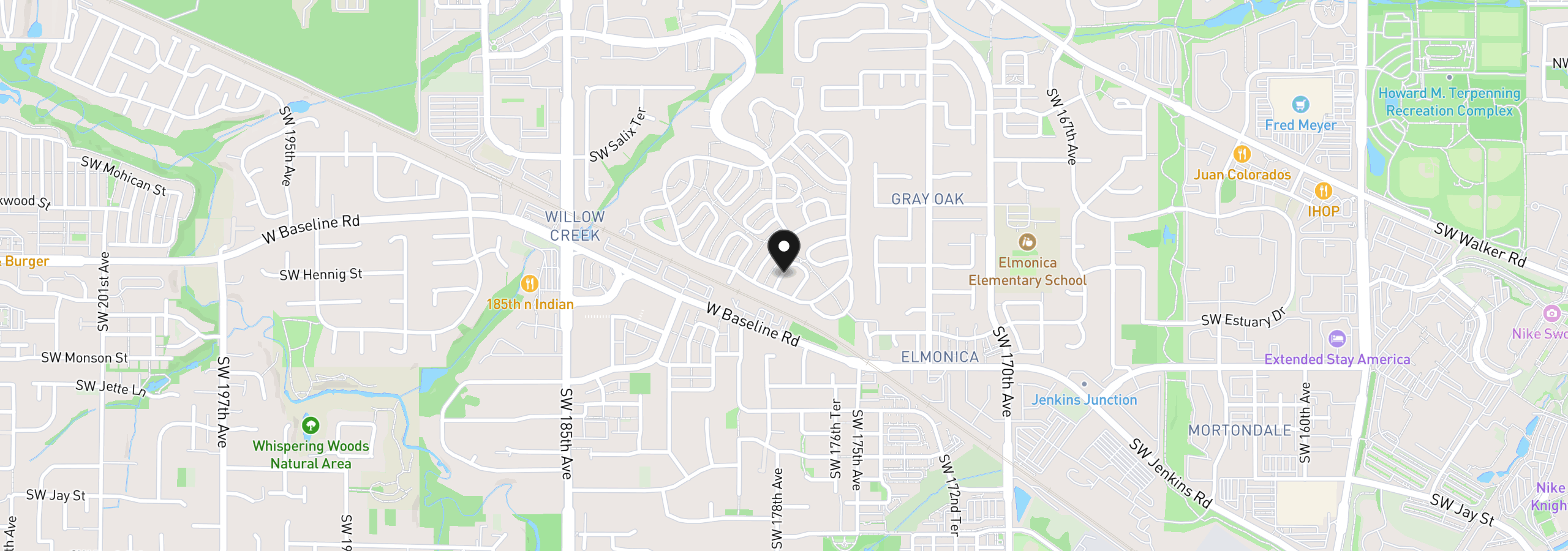 Map showing the location of 823 SW Williamsburg Way, Beaverton, OR 97006