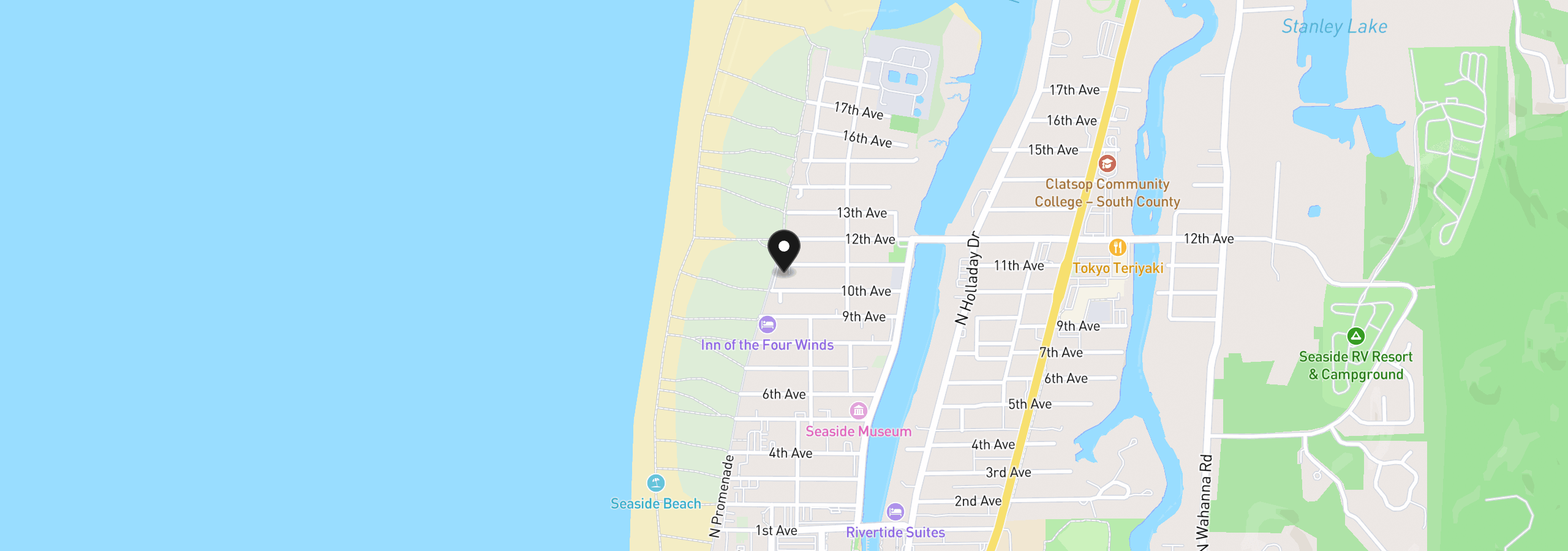 Map showing the location of 1022 N Prom 101, Seaside, OR 97138