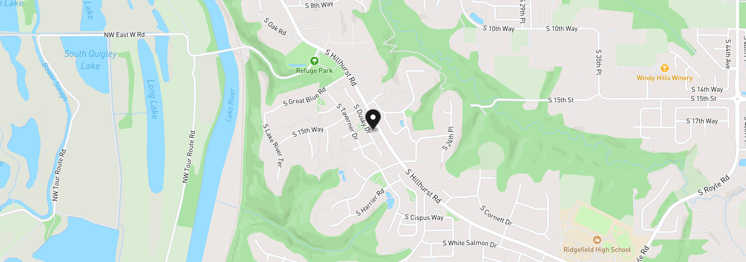 Map showing the location of 1712 S Dusky Dr, Ridgefield, Wa 98642