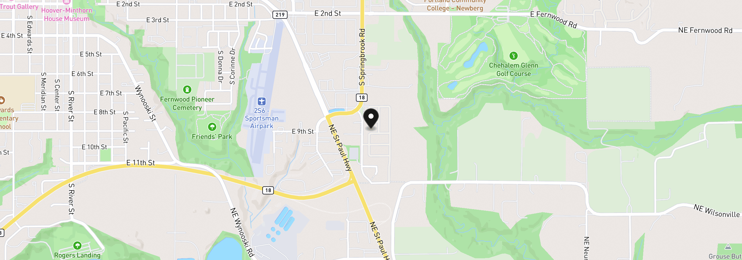 Map showing the location of 1000 S McKern Ct 3, Newberg, OR 97132