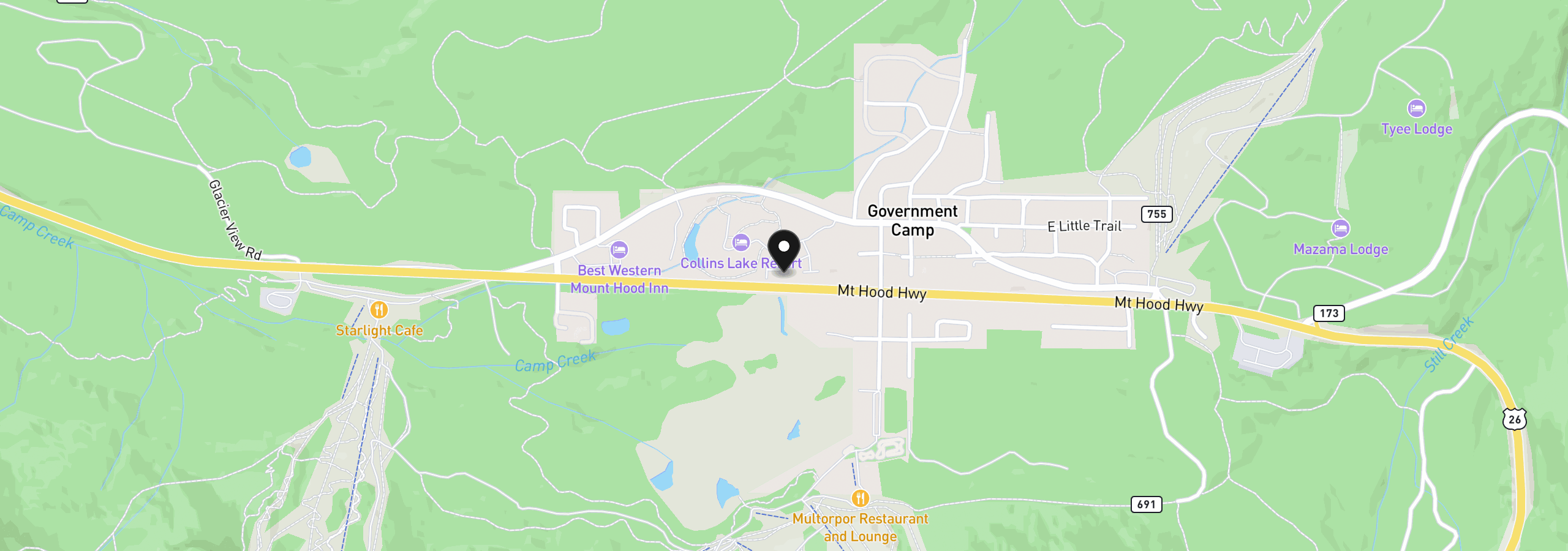Map showing the location of 87986 E Alpenglow Ln 55, Government Camp, OR 97028