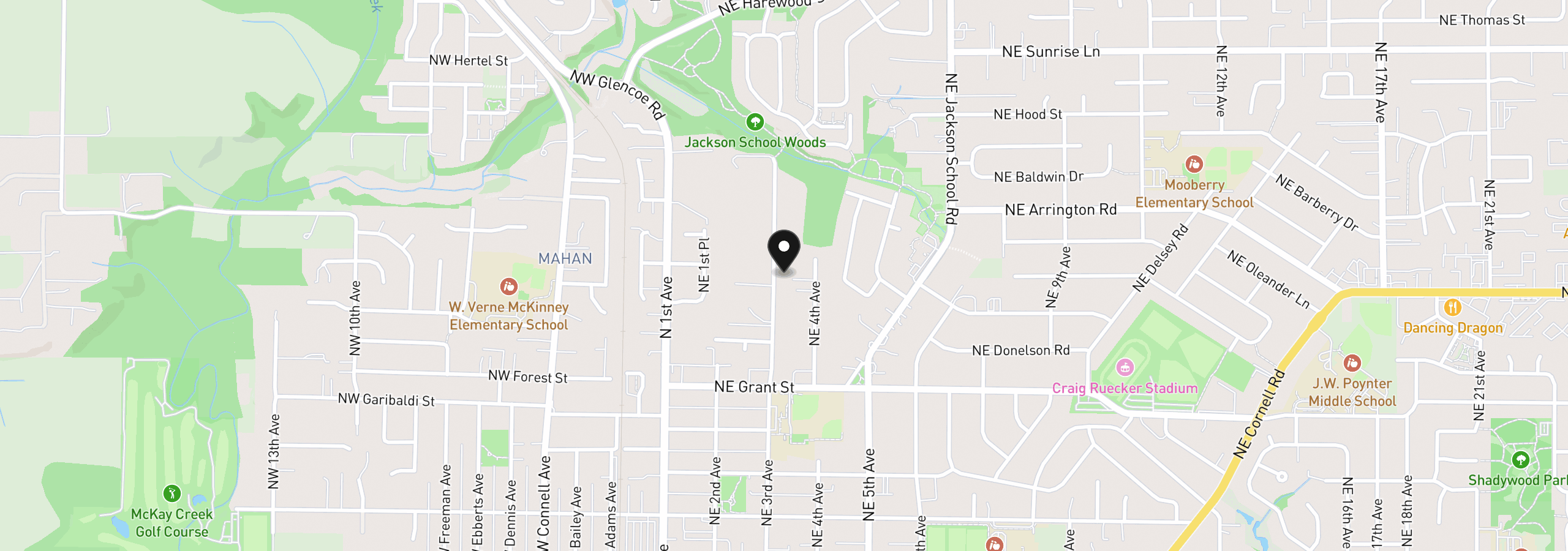 Map showing the location of 900 NE 3rd Ave, Hillsboro, OR 97124