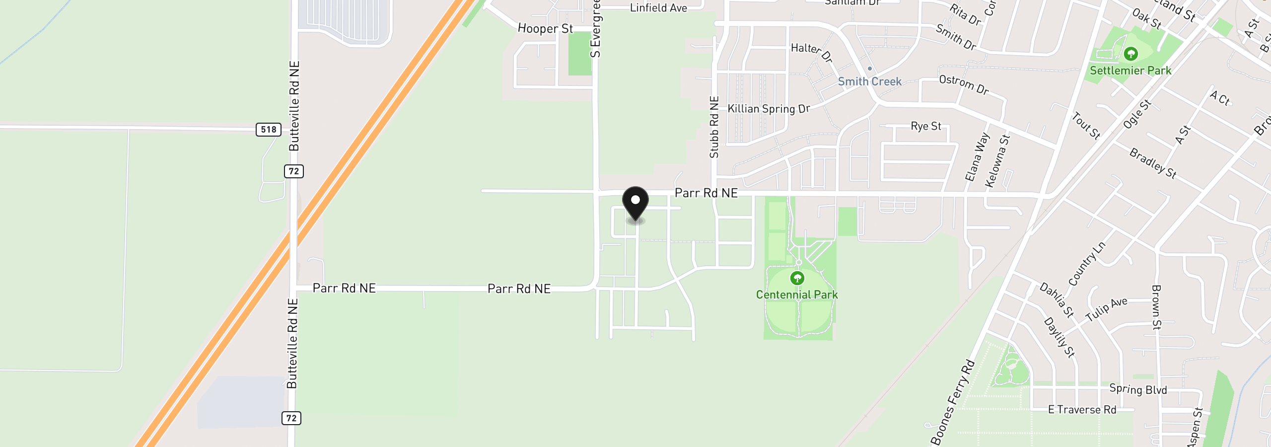 Map showing the location of 1057 Cardinal St Hs66, Woodburn, OR 97071