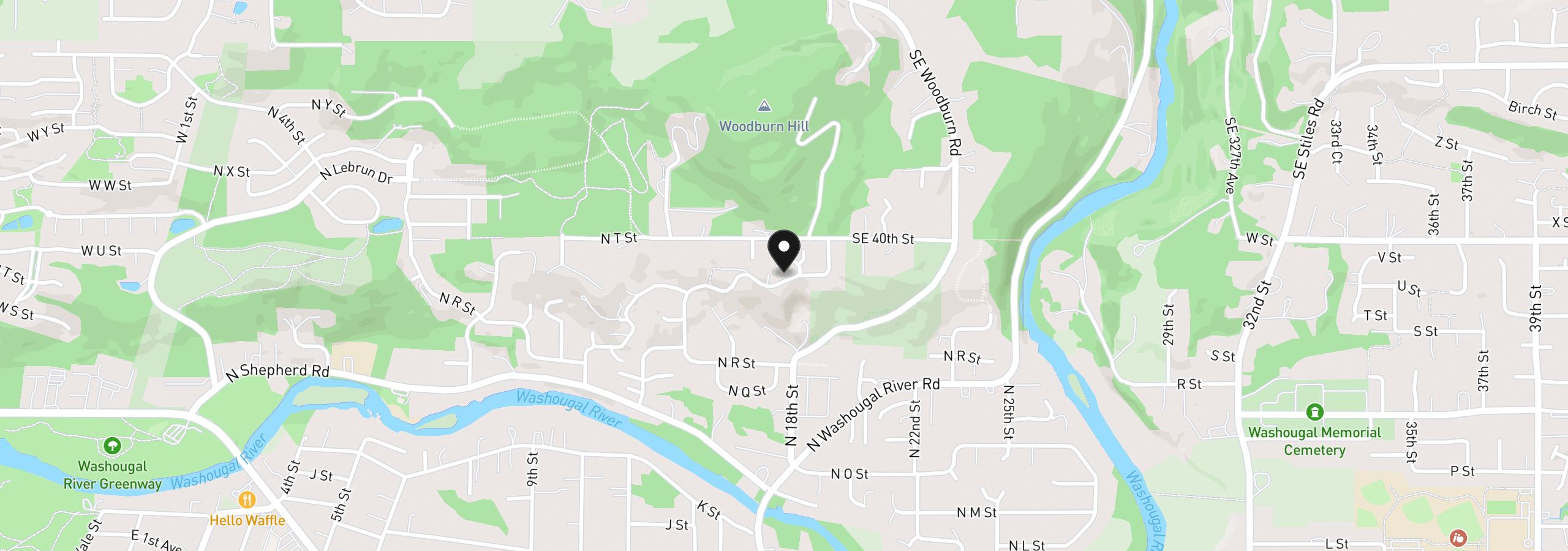 Map showing the location of 1697 N Columbia Ridge Way, Washougal, Wa 98671