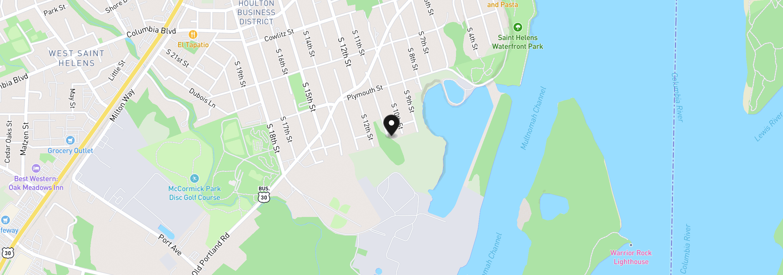 Map showing the location of 614 S 11th St, St. Helens, OR 97051