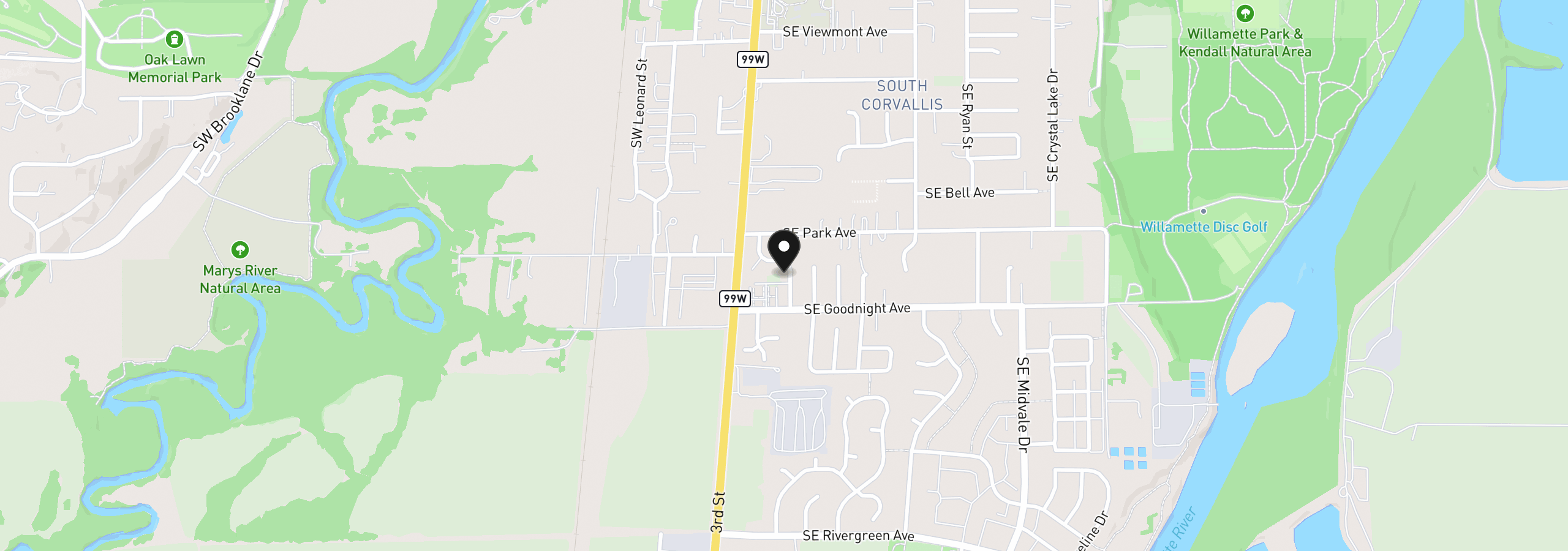 Map showing the location of 255 SE Jensen Ave, Corvallis, OR 97333