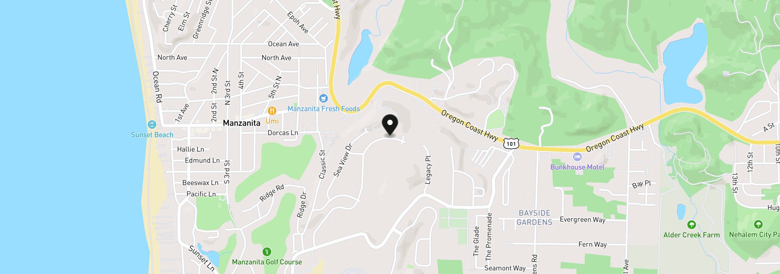 Map showing the location of 433 Meadows Dr 72, Manzanita, OR 97130