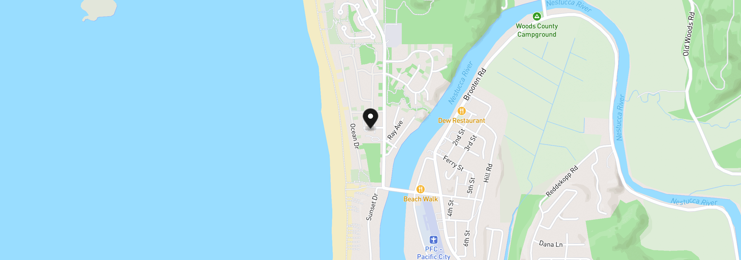Map showing the location of 5703 Four Sisters Ln, Pacific City, OR 97135