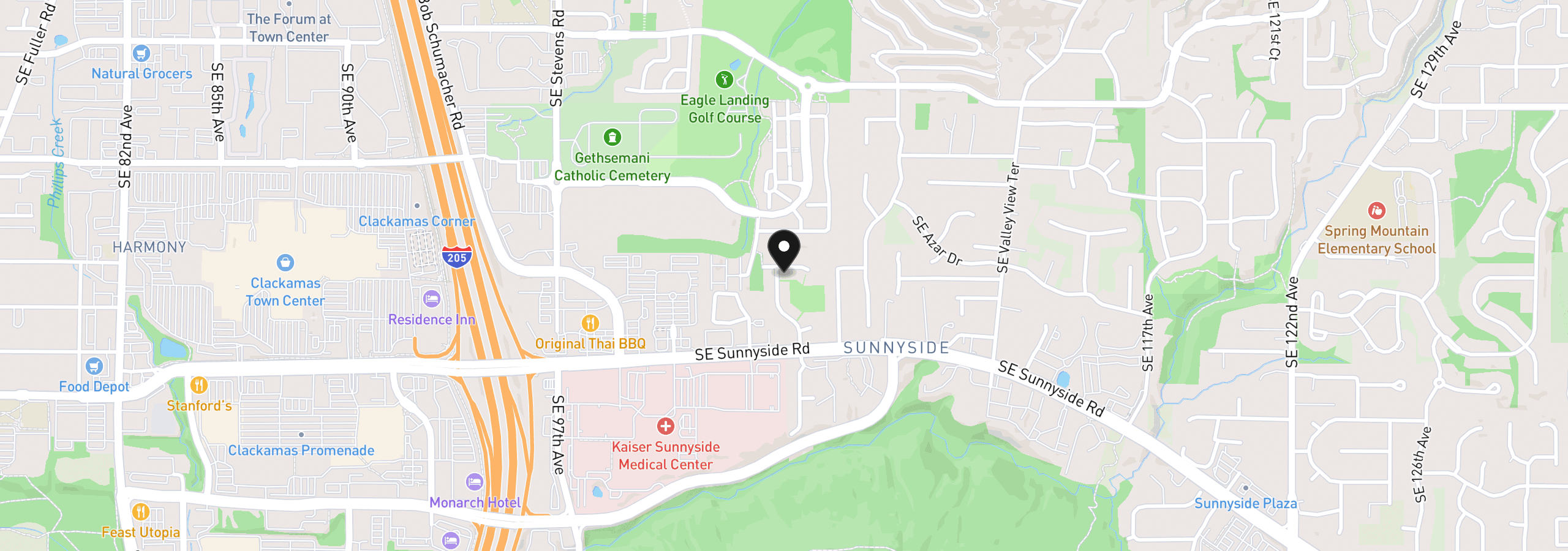 Map showing the location of 12072 SE 105th Dr, Happy Valley, OR 97086