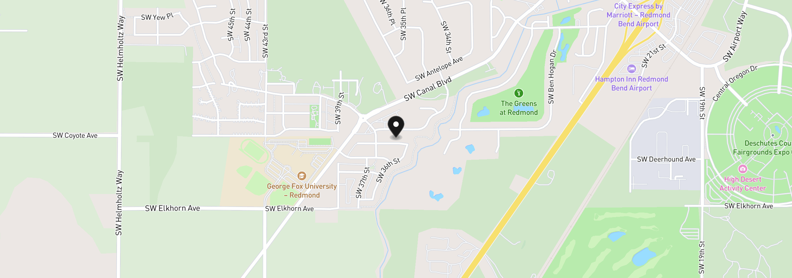 Map showing the location of 3635 SW Badger Ct, Redmond, OR 97756