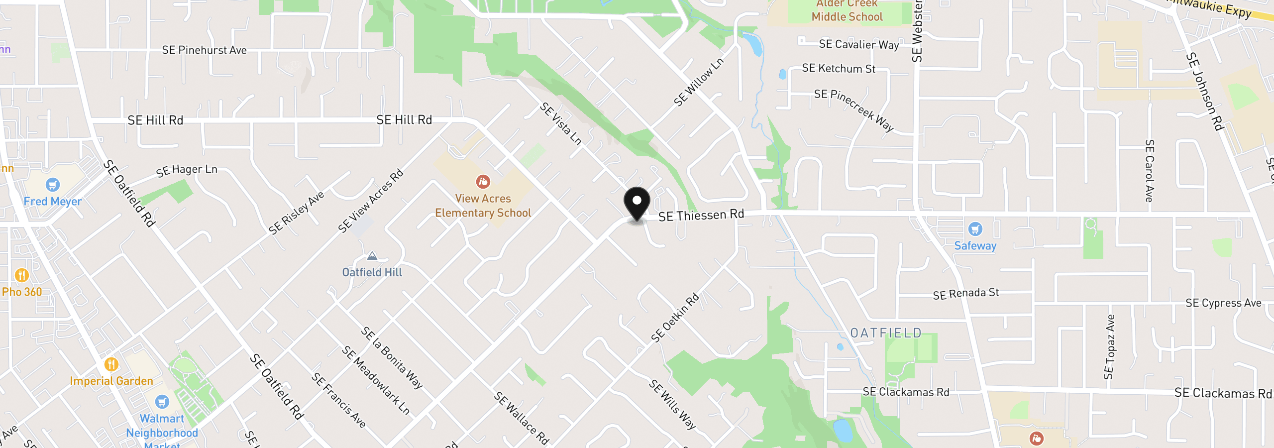 Map showing the location of 14825 SE Harmon Ct, Milwaukie, OR 97267