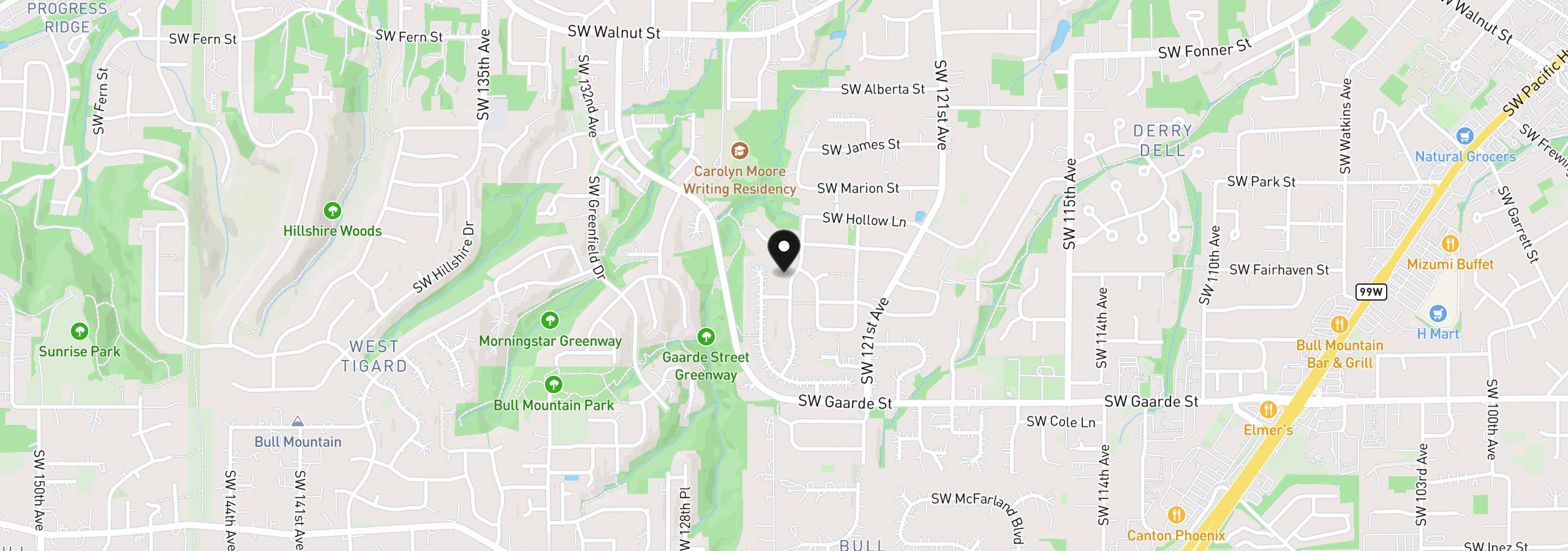 Map showing the location of 13575 SW 124th Ave, Tigard, OR 97223