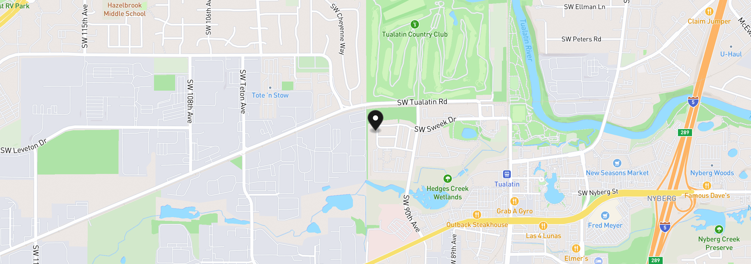 Map showing the location of 18615 SW 93rd Ter, Tualatin, OR 97062