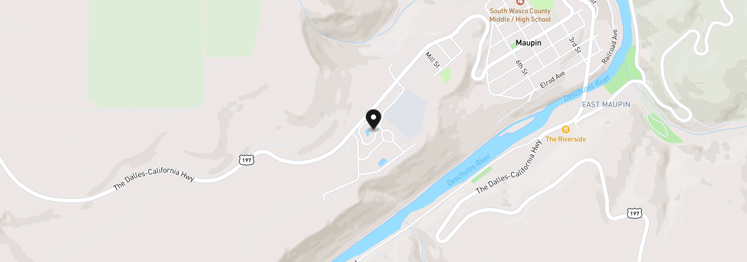 Map showing the location of 425 Little Lake Rd, Maupin, OR 97037