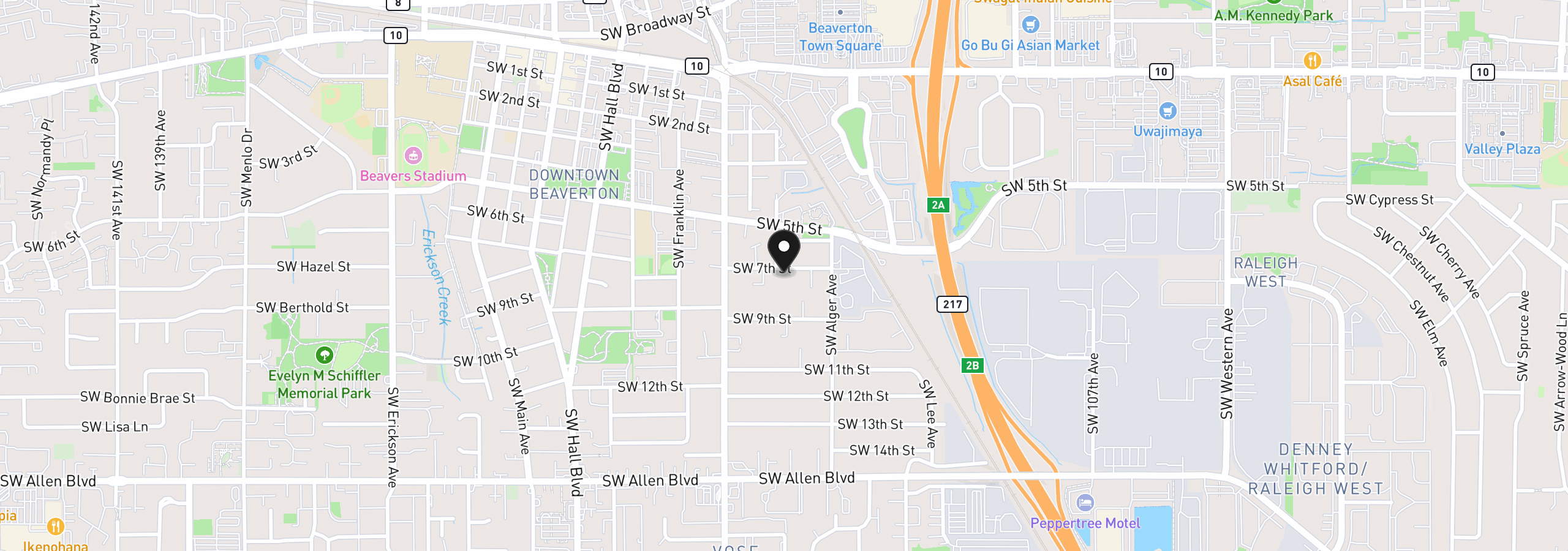 Map showing the location of 11770 SW 7th St, Beaverton, OR 97005