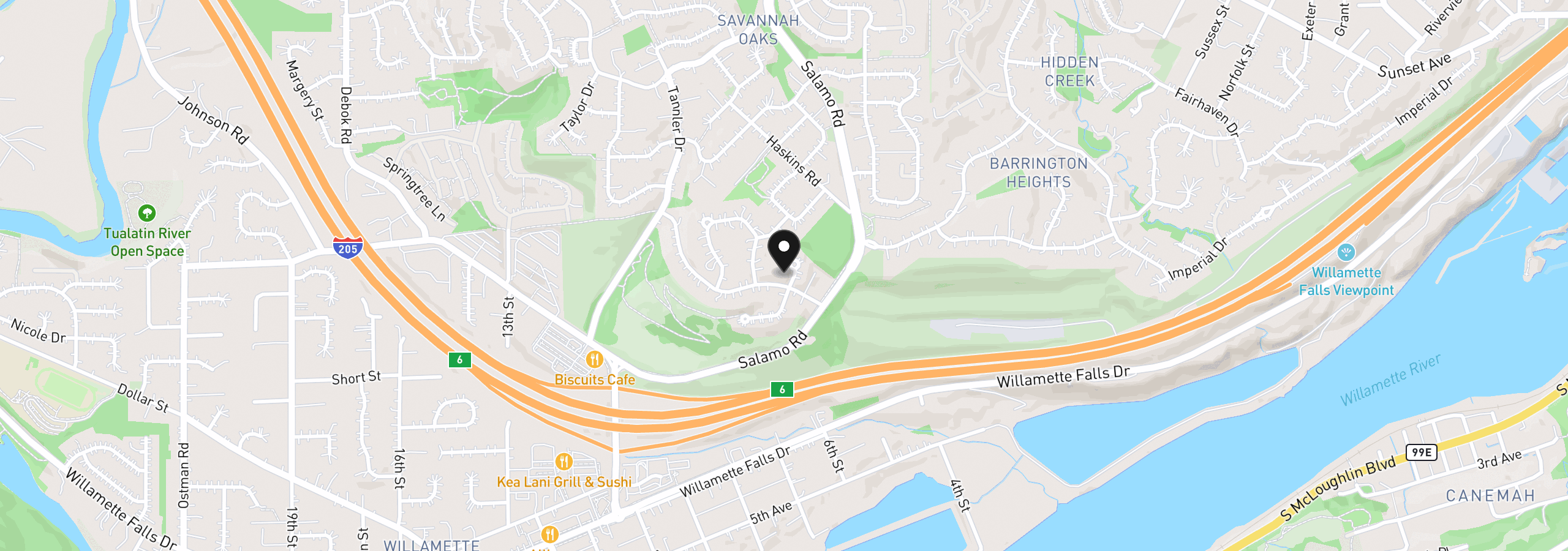 Map showing the location of 1804 Hall Ct, West Linn, OR 97068
