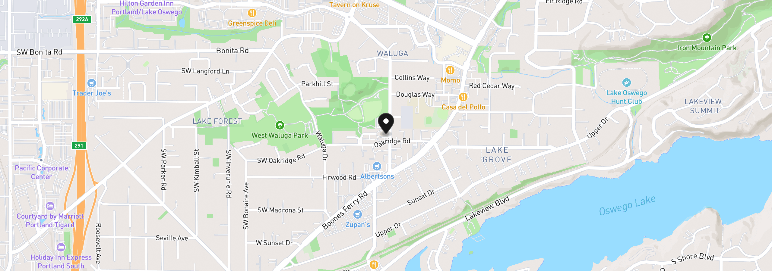 Map showing the location of 4403 Oakridge Rd, Lake Oswego, OR 97035