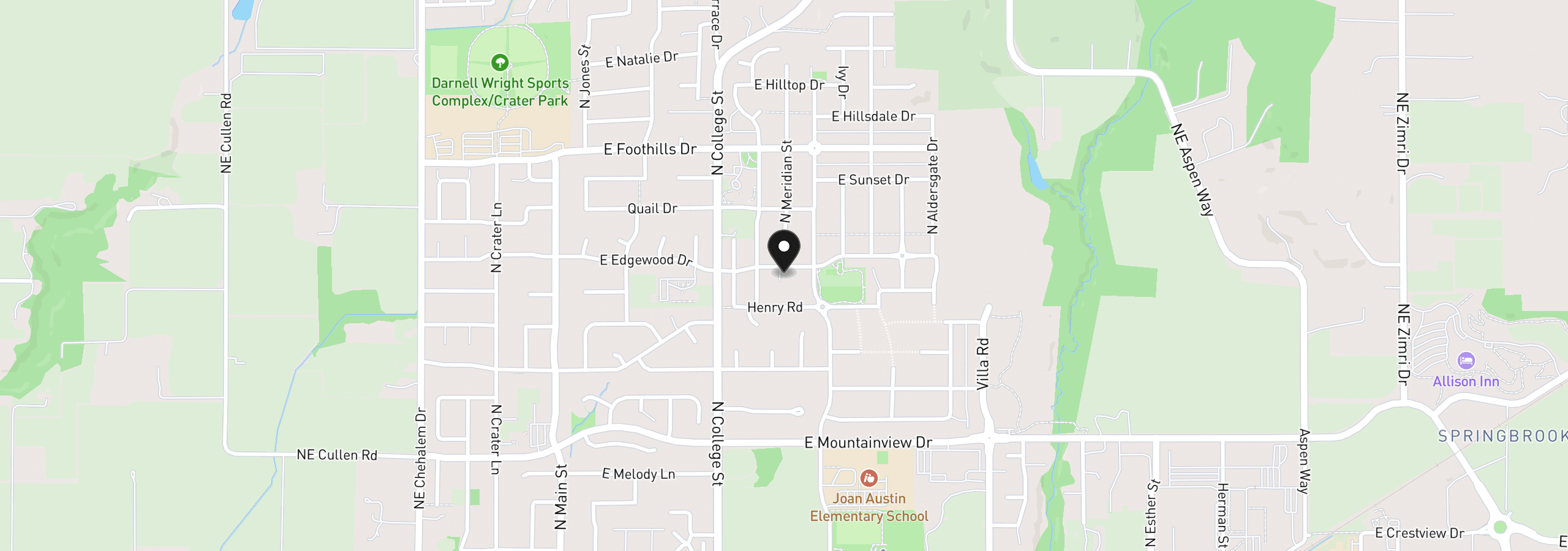 Map showing the location of 824 E Edgewood Dr, Newberg, OR 97132