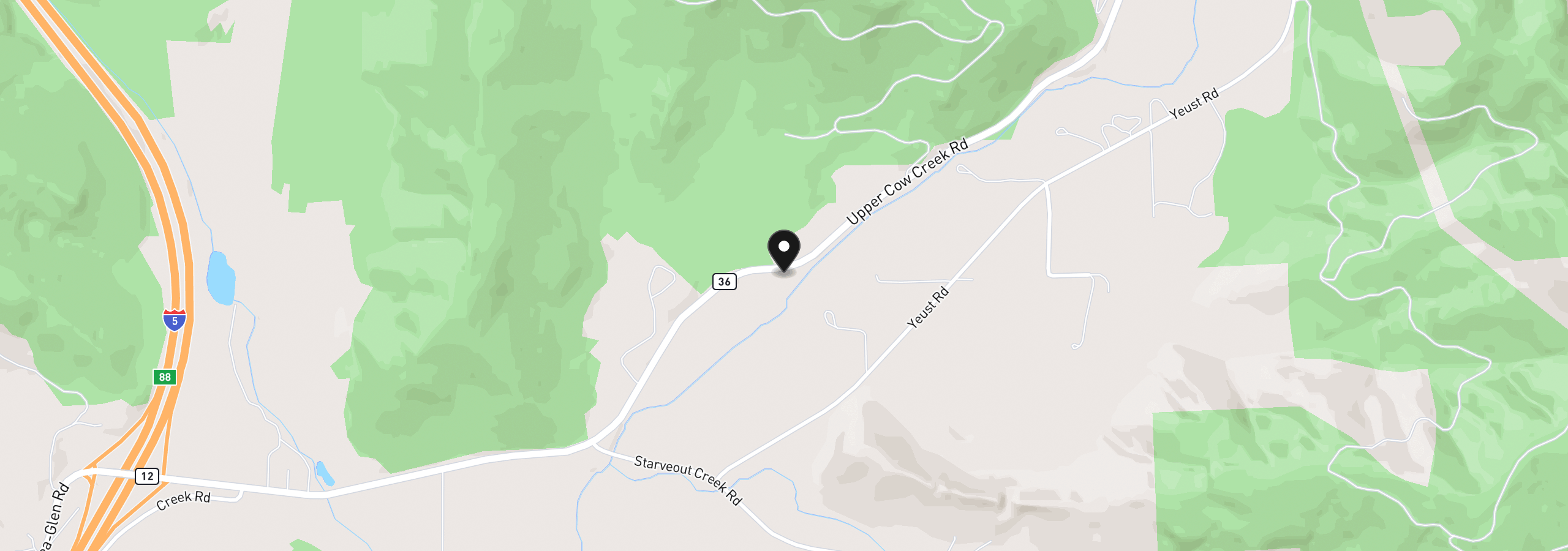 Map showing the location of 1545 Upper Cow Creek Rd, Azalea, OR 97410
