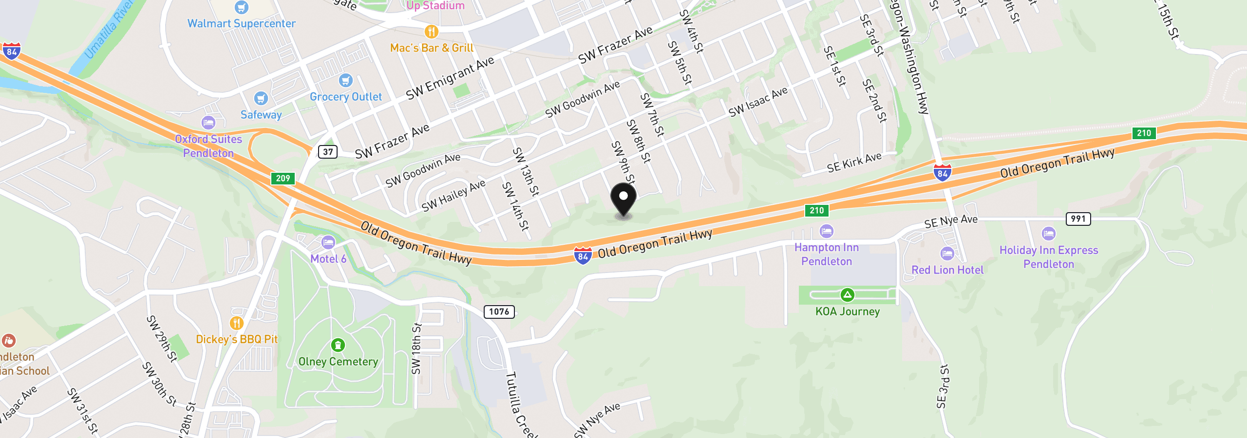 Map showing the location of SW 9th St 4, Pendleton, OR 97801
